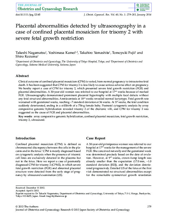 (PDF) Placental abnormalities detected by ultrasonography in a case of