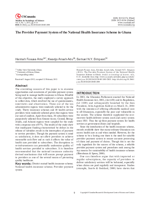 (PDF) The Provider Payment System of the National Health Insurance ...