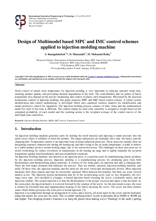 (PDF) Design of Multimodel based MPC and IMC control schemes applied to ...