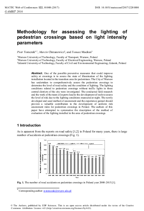(PDF) Methodology for assessing the lighting of pedestrian crossings ...