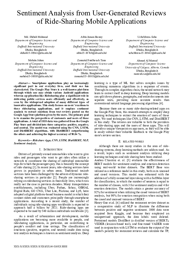 (PDF) Sentiment Analysis from User-Generated Reviews of Ride-Sharing ...