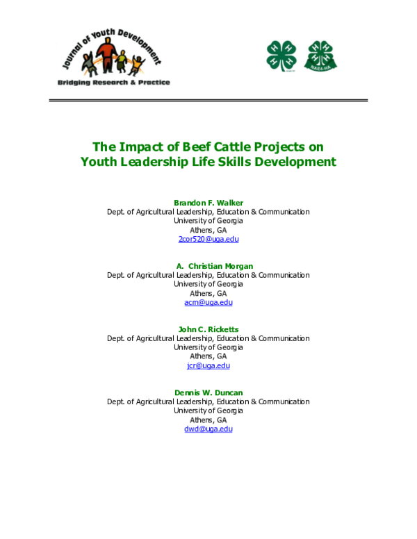 (PDF) The Impact of Beef Cattle Projects on Youth Leadership Life ...