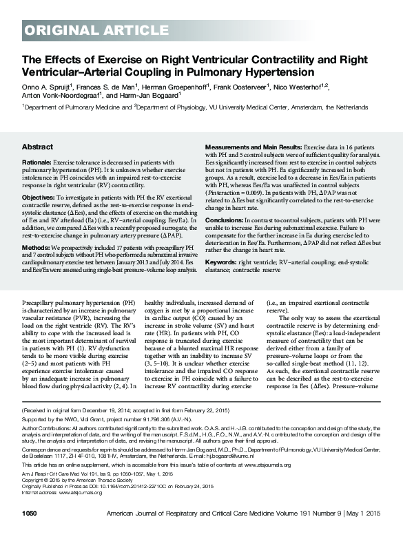 (PDF) The Effects of Exercise on Right Ventricular Contractility and ...