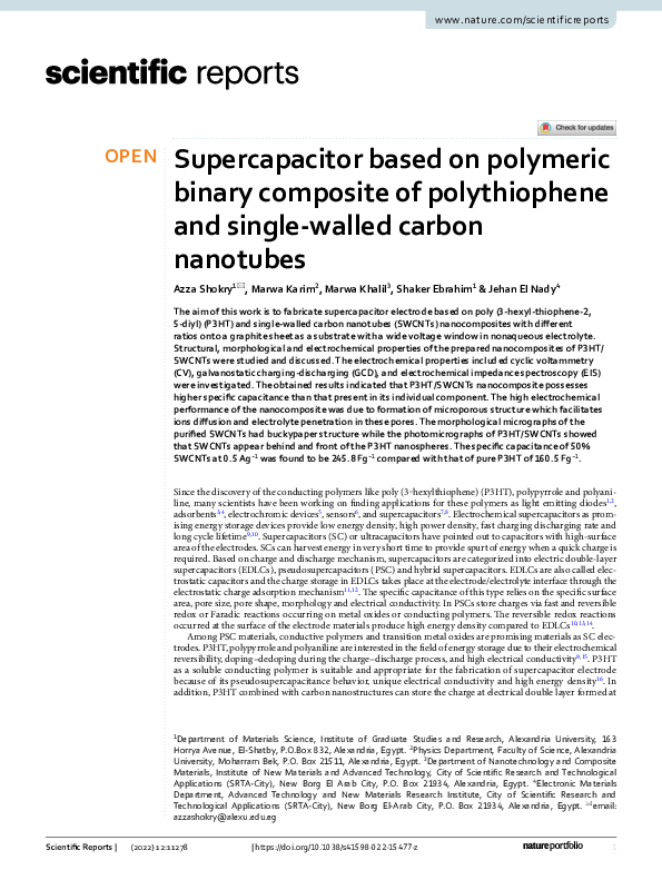 (PDF) Supercapacitor based on polymeric binary composite of ...