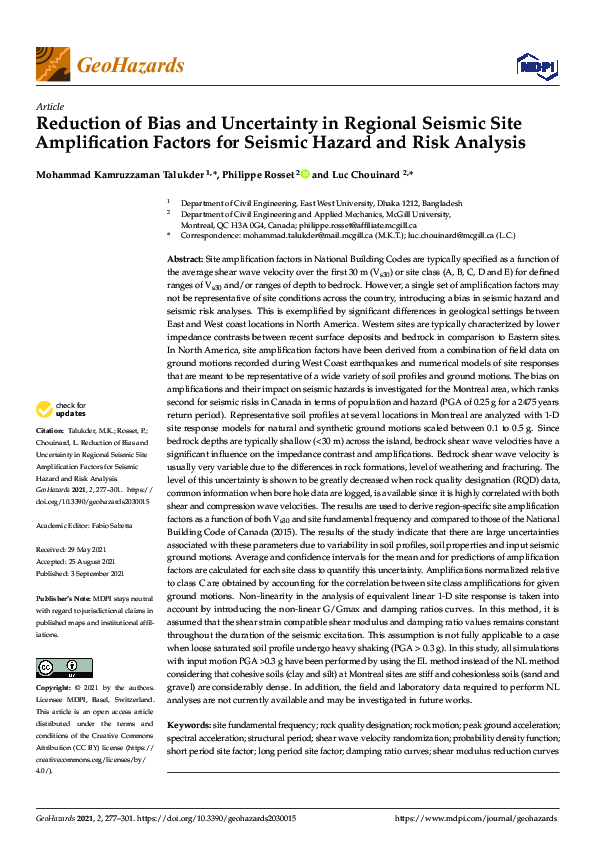 (PDF) Reduction of Bias and Uncertainty in Regional Seismic Site ...