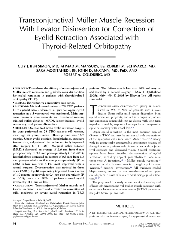 (PDF) Transconjunctival Mueller Muscle Recession With Levator ...