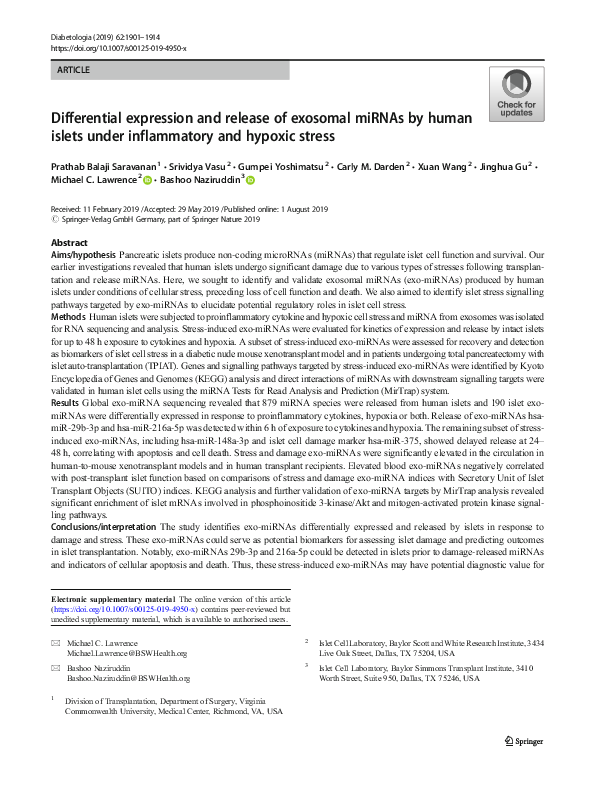 (PDF) Differential expression and release of exosomal miRNAs by human ...