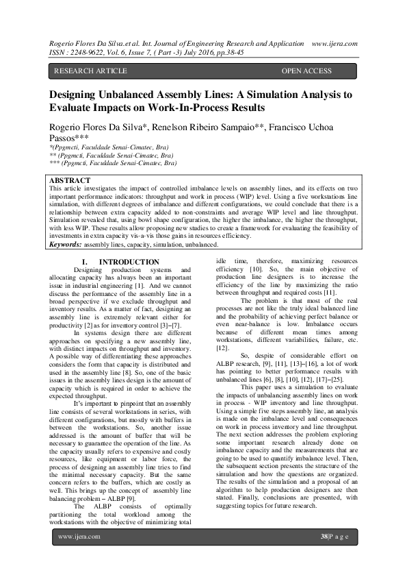 (PDF) Designing Unbalanced Assembly Lines : A Simulation Analysis to ...