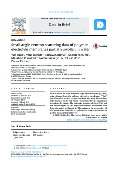 (PDF) Small angle neutron scattering data of polymer electrolyte ...