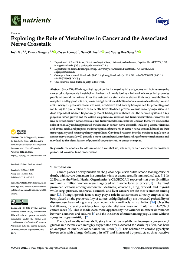 (PDF) Exploring the Role of Metabolites in Cancer and the Associated ...