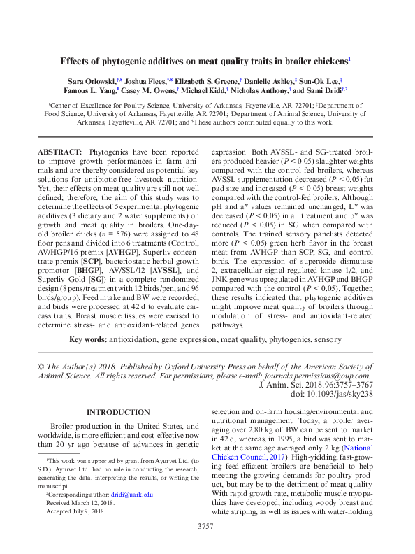 (PDF) Effects of phytogenic additives on meat quality traits in broiler ...