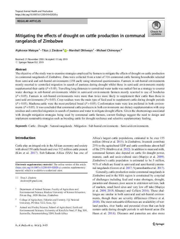 (PDF) Mitigating the effects of drought on cattle production in ...