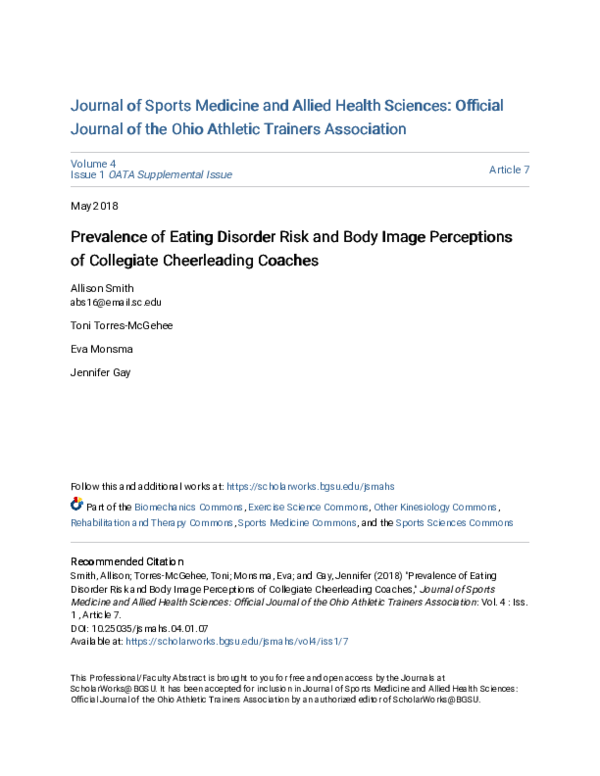 (PDF) Prevelance of Eating Disorder Risk and Body Image Perceptions of ...