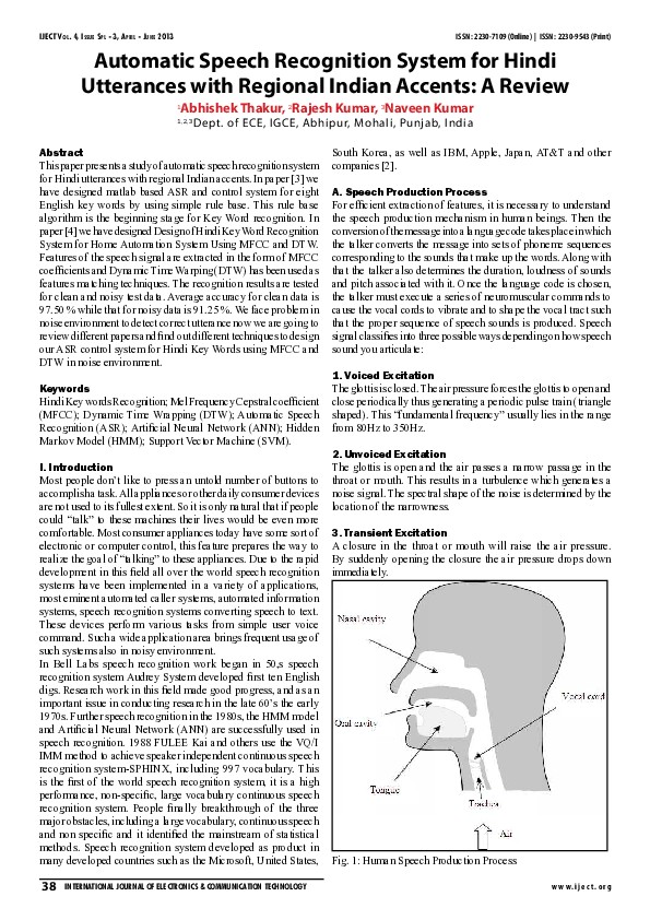 (PDF) Automatic Speech Recognition System for Hindi Utterances with ...