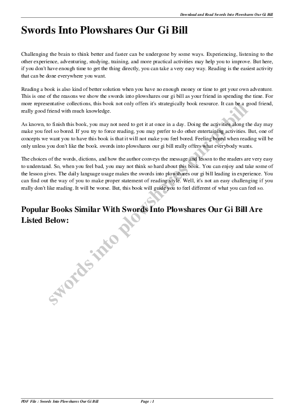 (PDF) Swords into Plowshares Our GI Bill Joyce Zickler Academia.edu