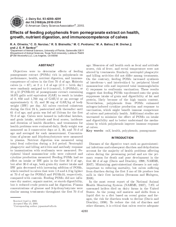 (PDF) Effects of feeding polyphenols from pomegranate extract on health ...