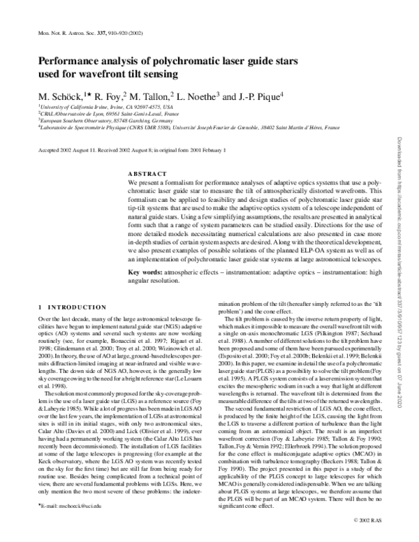 (PDF) Performance analysis of polychromatic laser guide stars used for ...