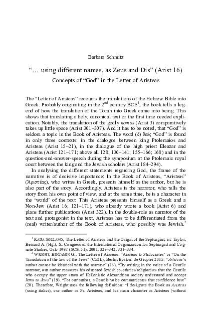 (PDF) “ ... using different names , as Zeus and Dis ” ( Arist 16 ...