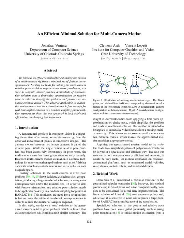 (PDF) An Efficient Minimal Solution for Multi-camera Motion