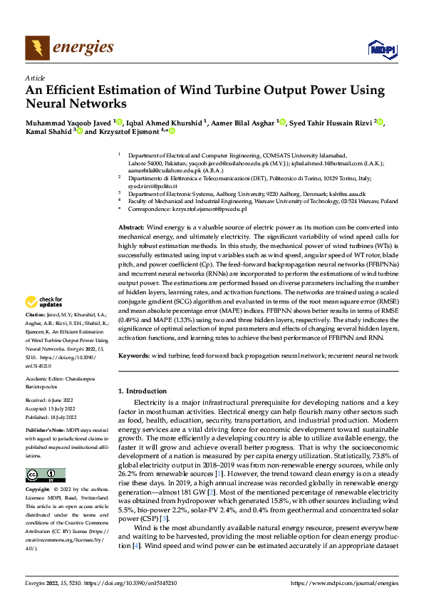 (PDF) An Efficient Estimation of Wind Turbine Output Power Using Neural ...