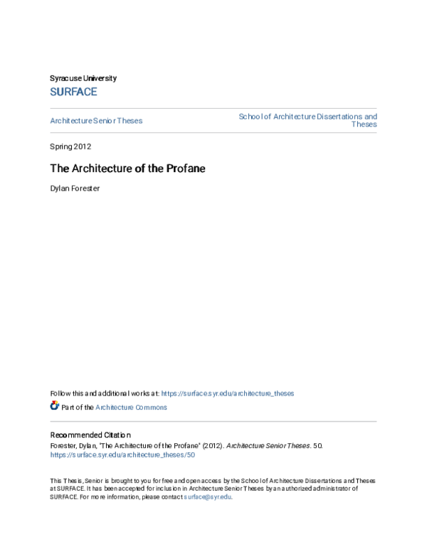 (PDF) The Architecture of the Profane