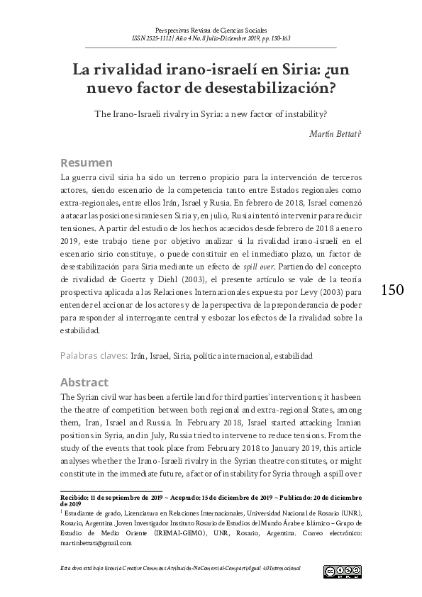 (PDF) La rivalidad irano-israelí en Siria