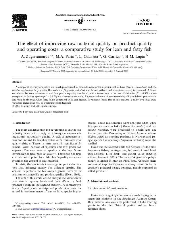 (PDF) The effect of improving raw material quality on product quality ...