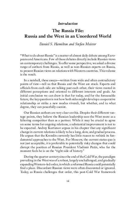 (PDF) Introduction The Russia File : Russia and the West in an ...