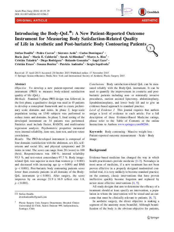 (PDF) Introducing the Body-QoL®: A New Patient-Reported Outcome ...