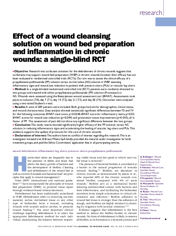 (PDF) Effect of a wound cleansing solution on wound bed preparation and ...