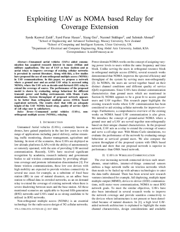 (PDF) Exploiting UAV as NOMA based Relay for Coverage Extension