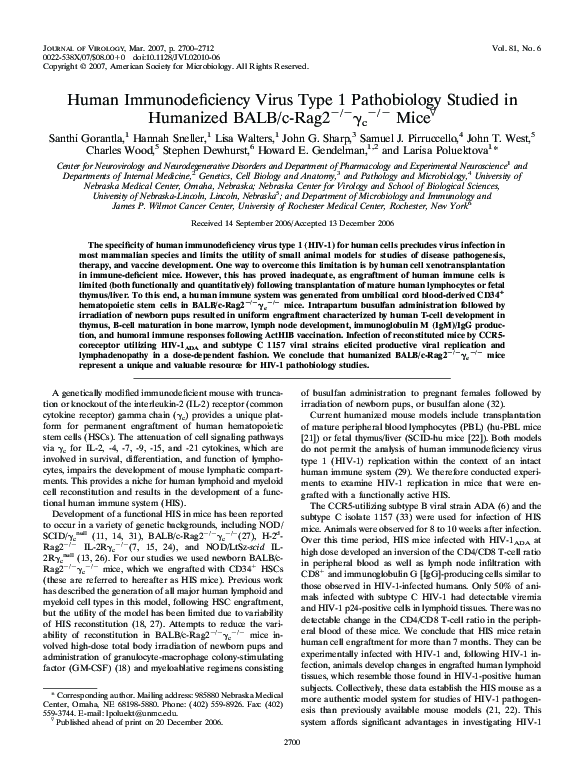 (PDF) Human Immunodeficiency Virus Type 1 Pathobiology Studied in ...