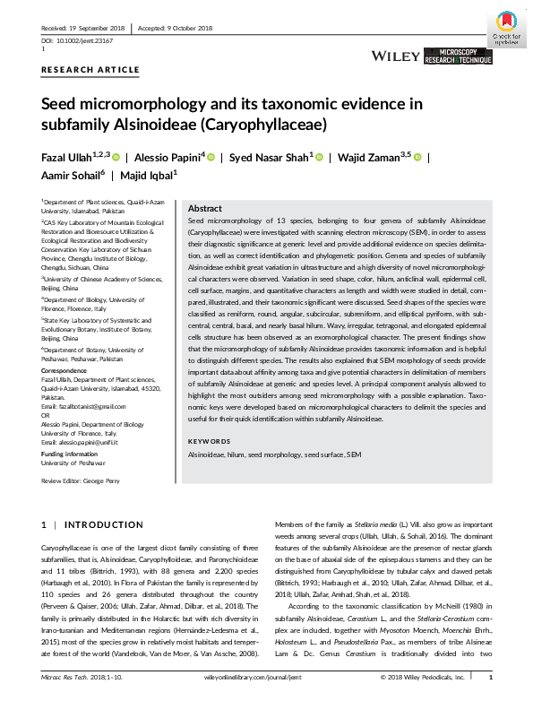 (PDF) Seed micromorphology and its taxonomic evidence in subfamily ...