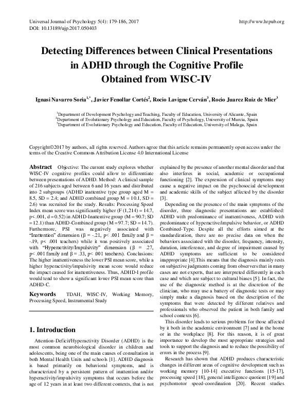 (PDF) Detecting Differences between Clinical Presentations in ADHD ...