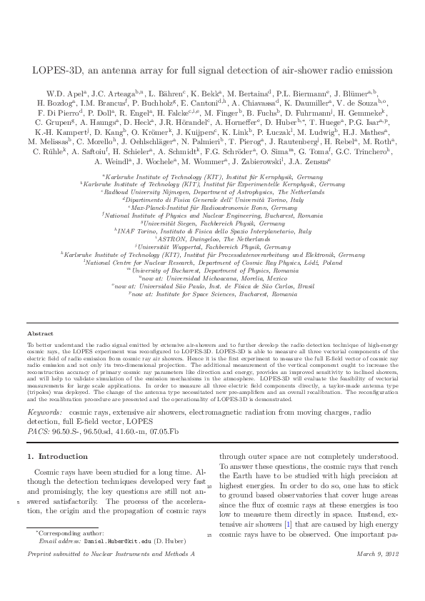 (PDF) LOPES3D An antenna array for full signal detection of air