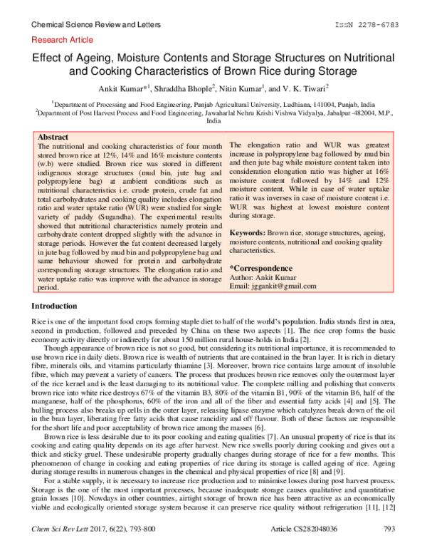 (PDF) Effect of Ageing , Moisture Contents and Storage Structures on ...