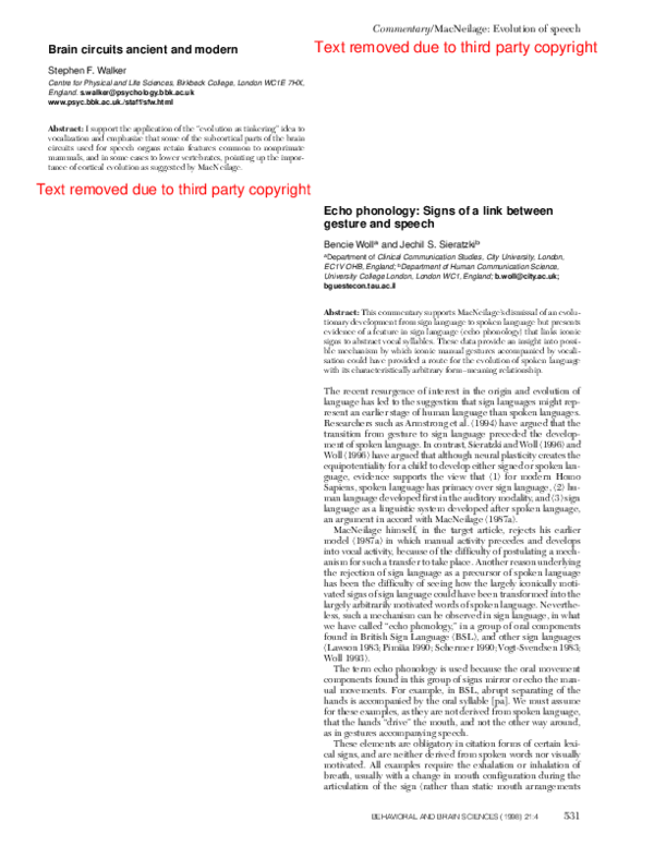 (PDF) Echo phonology: Signs of a link between gesture and speech