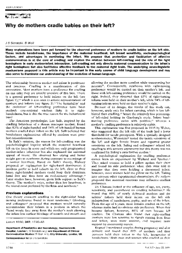 (PDF) Why do mothers cradle babies on their left? Bencie Woll