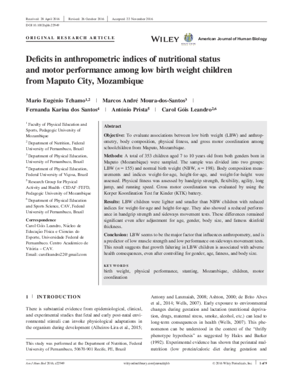 (PDF) Deficits in anthropometric indices of nutritional status and ...