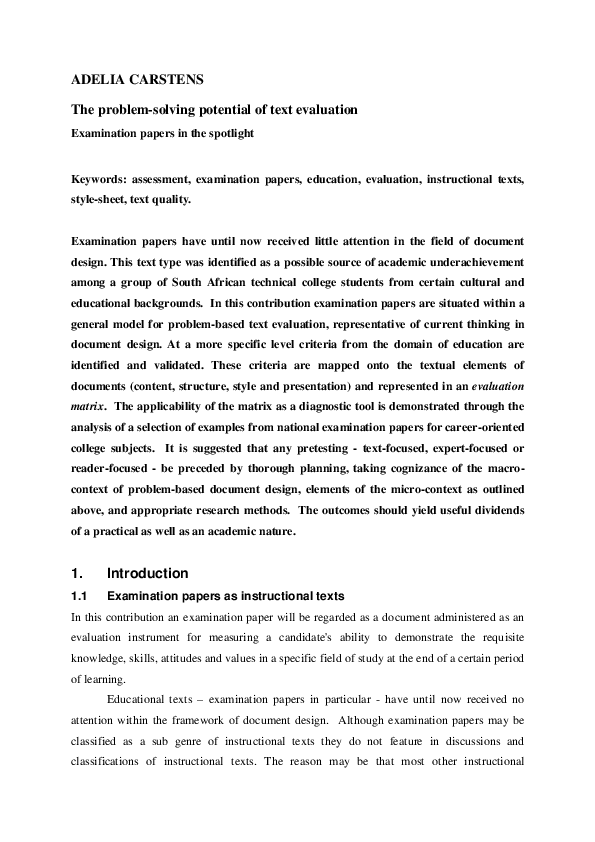(PDF) The problem-solving potential of text evaluation: Examination ...