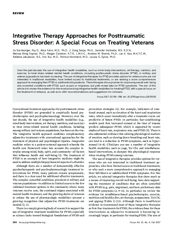 (PDF) Integrative Therapy Approaches for Posttraumatic Stress Disorder ...