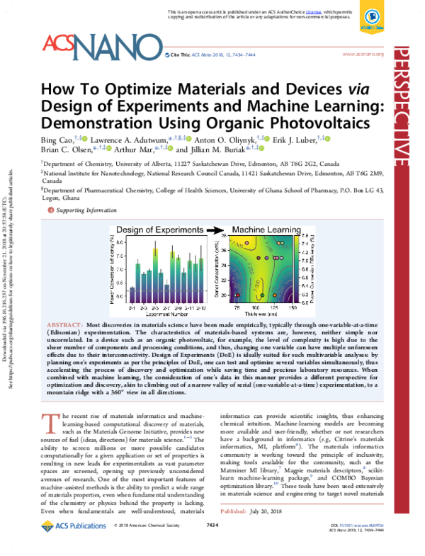 (PDF) How To Optimize Materials and Devices via Design of Experiments ...