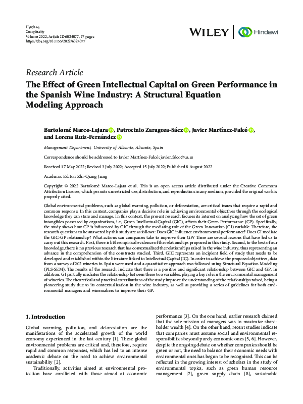 (PDF) The Effect of Green Intellectual Capital on Green Performance in ...