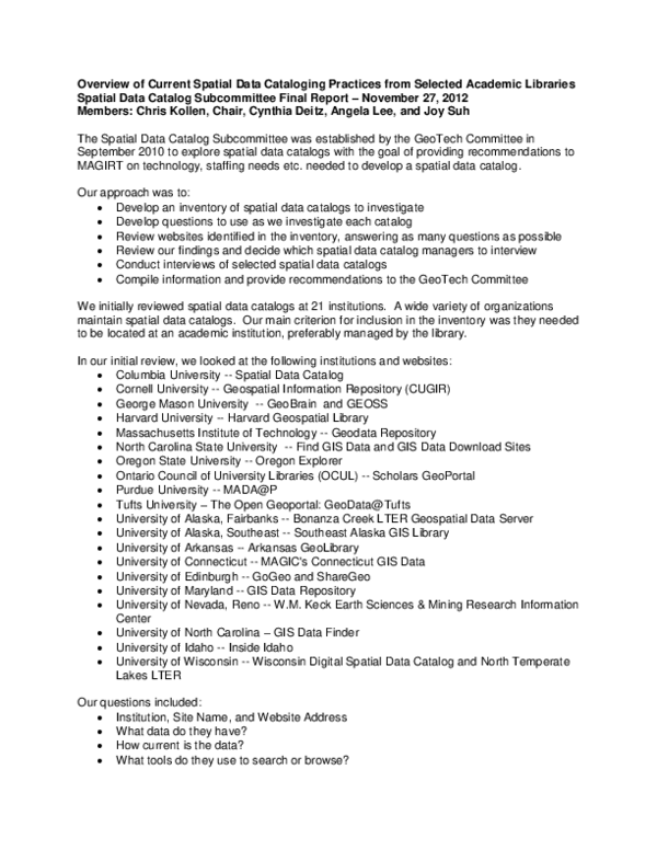 (PDF) Overview of Current Spatial Data Cataloging Practices from ...