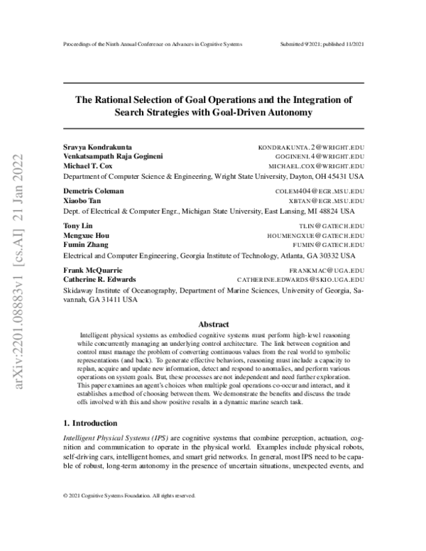 (PDF) The Rational Selection of Goal Operations and the Integration