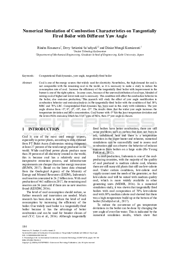 (PDF) Numerical Simulation of Combustion Characteristics on ...