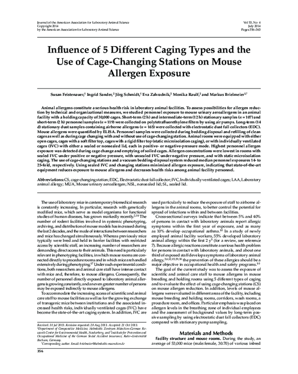 (PDF) Influence of 5 different caging types and the use of cage ...