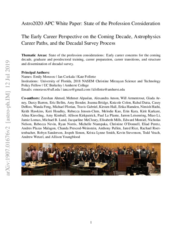 (PDF) Astro2020 APC White Paper: The Early Career Perspective on the ...