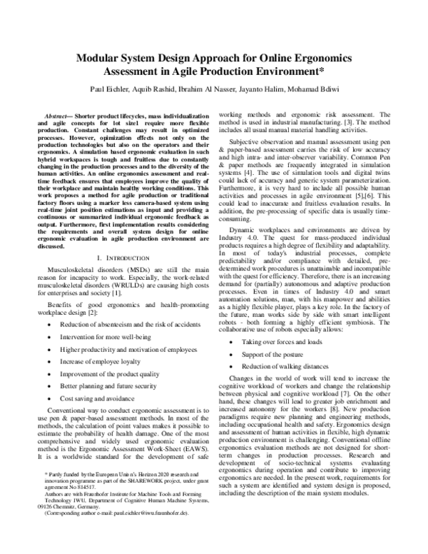 (PDF) Modular System Design Approach for Online Ergonomics Assessment ...