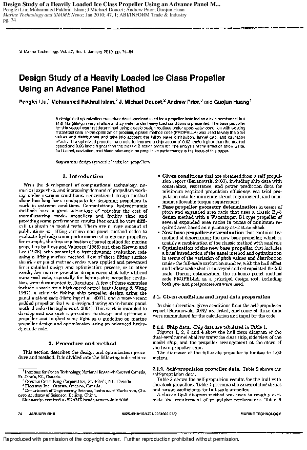 (PDF) Design Study of a Heavily Loaded Ice Class Propeller Using an ...